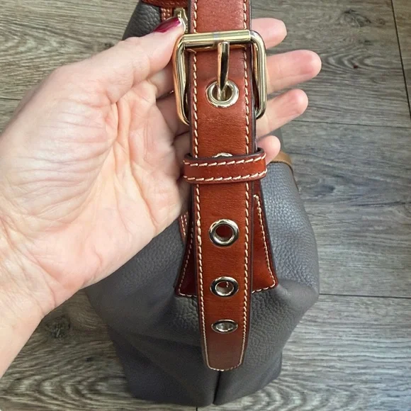 Dooney & Bourke Taupe and Coral Hobo Bag - Picture 10 of 16